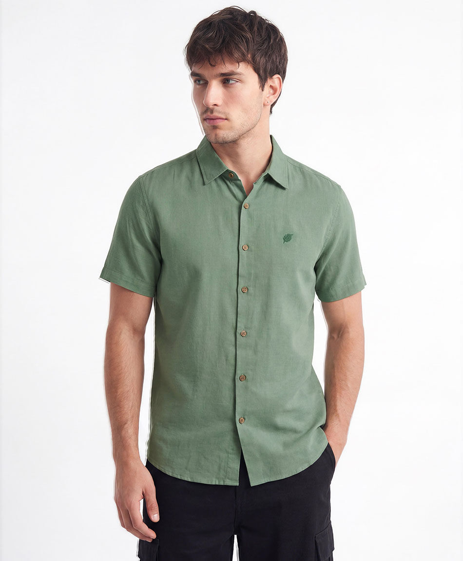 Camisa hombre lino bordado