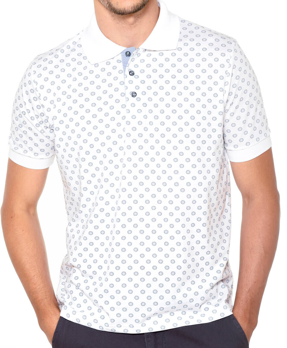 Polera cuello polo estampada