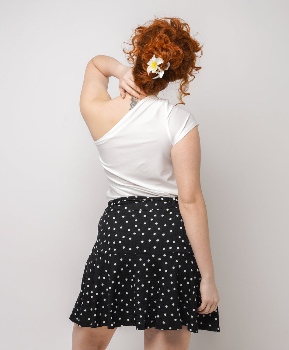 Pollera mujer dise&ntilde;o lunares amarre frontal