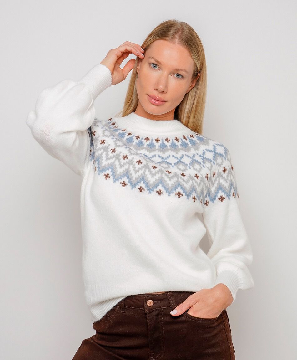 Sweater mujer n&oacute;rdico nieve