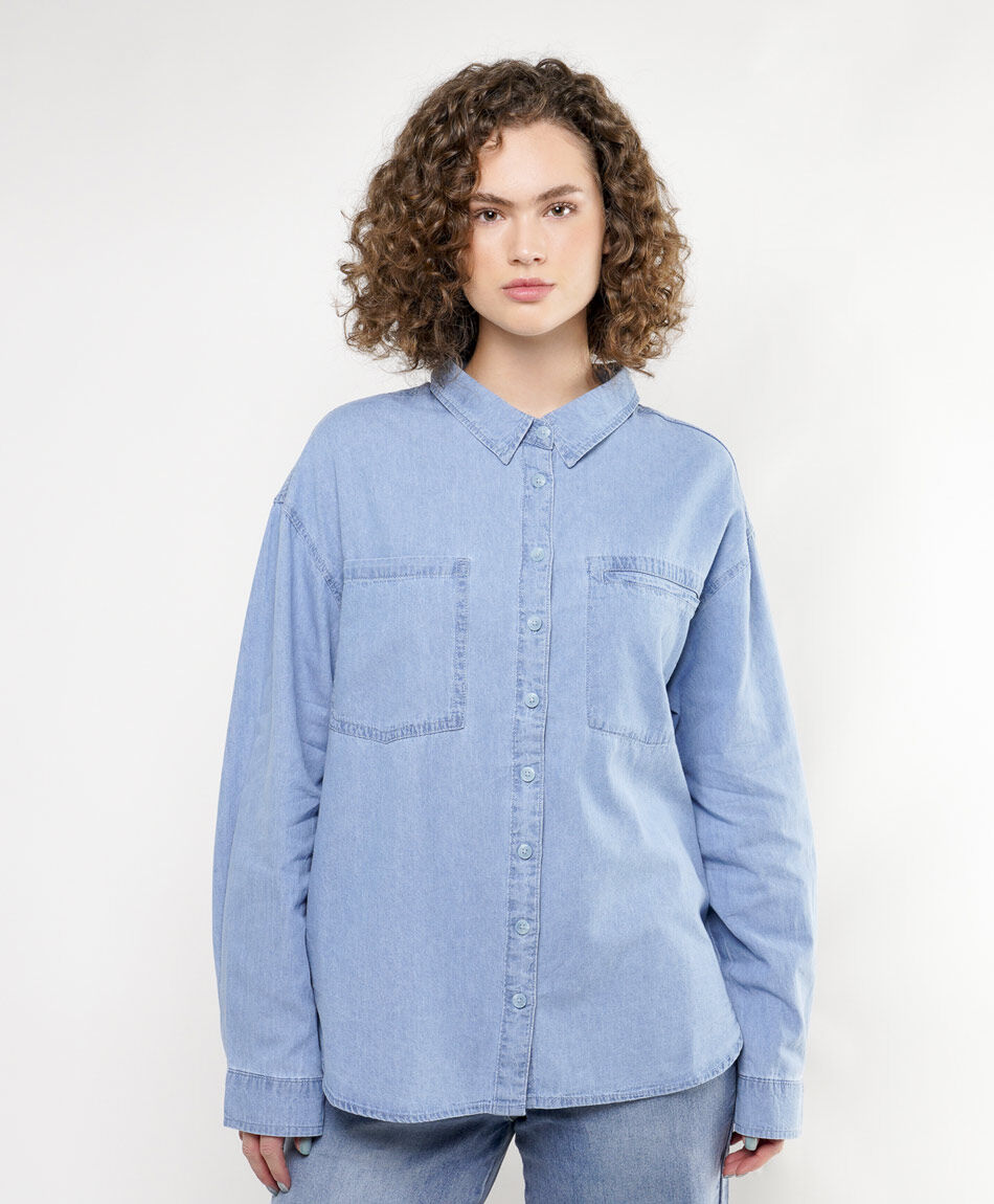 Camisa mujer denim bolsillos