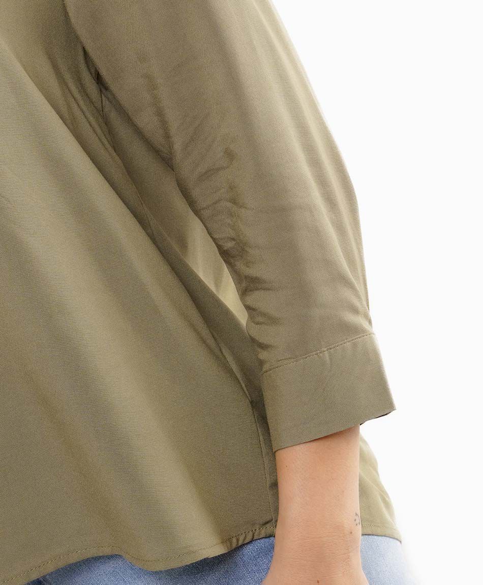 Camisa mujer lisa elegante green