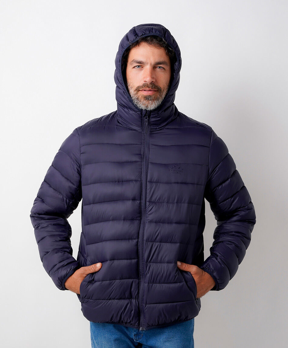 Parka hombre azul gorro