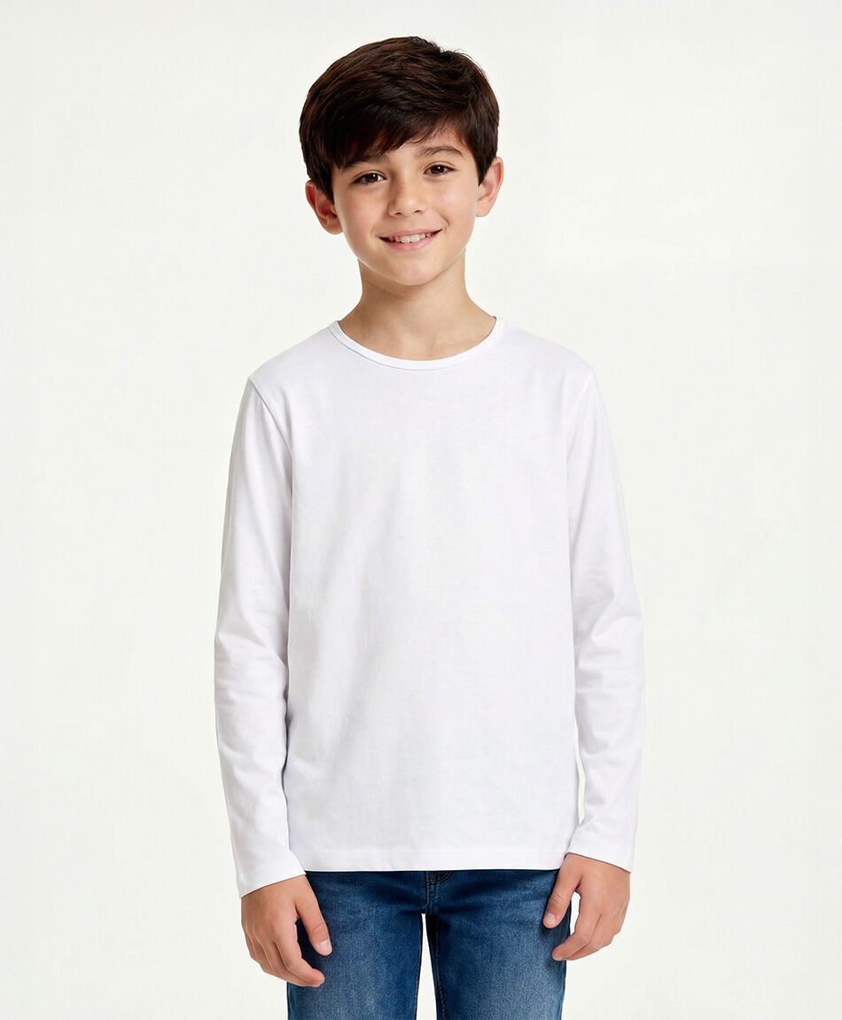 Camiseta escolar algod&oacute;n blanca