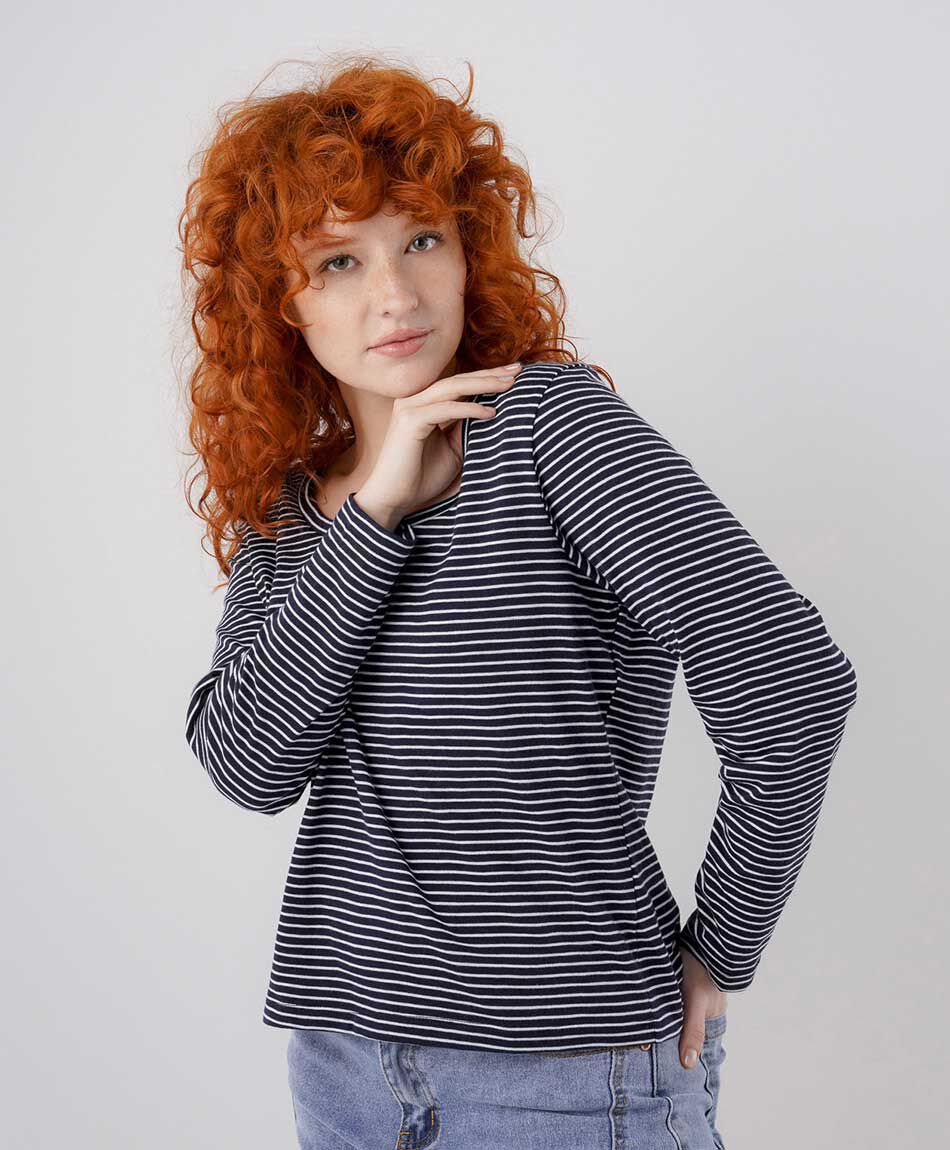 Remera mujer l&iacute;neas cuello ancho