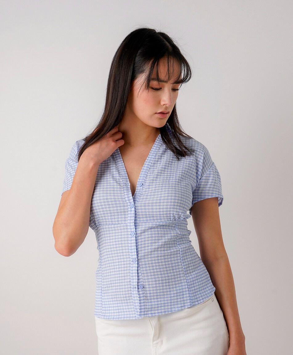 Camisa mujer cuadros lazo
