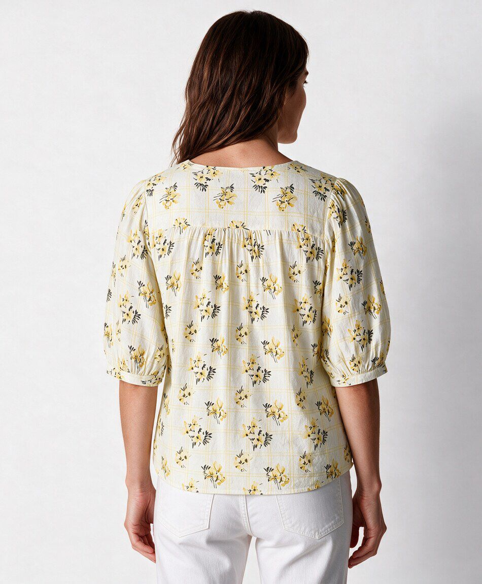 Camisa mujer floreada lazo
