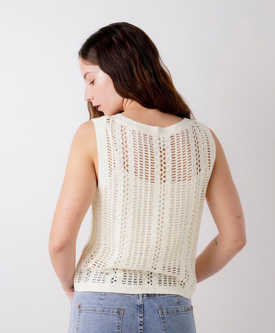 Cardigan mujer calado sin mangas