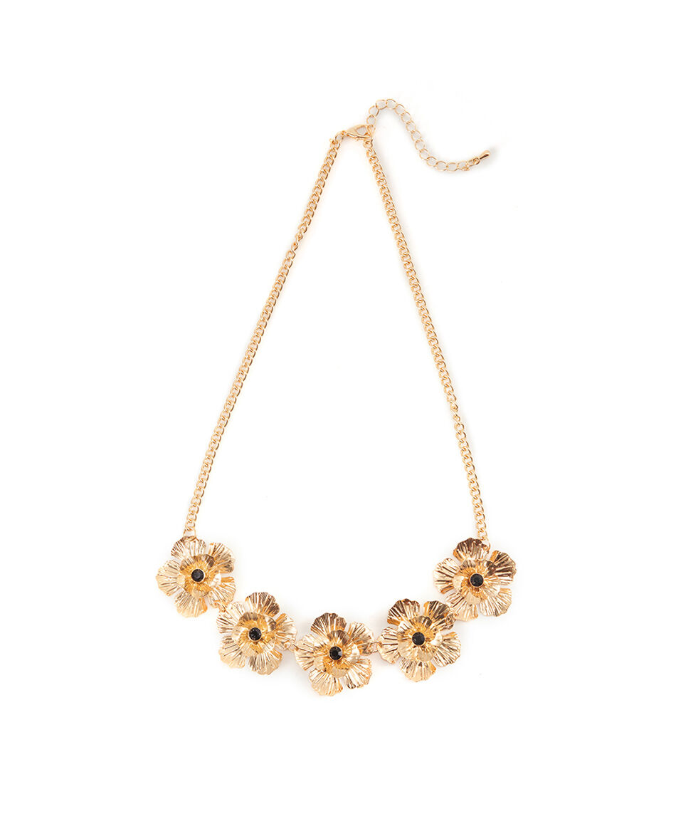 Collar mujer florcitas doradas