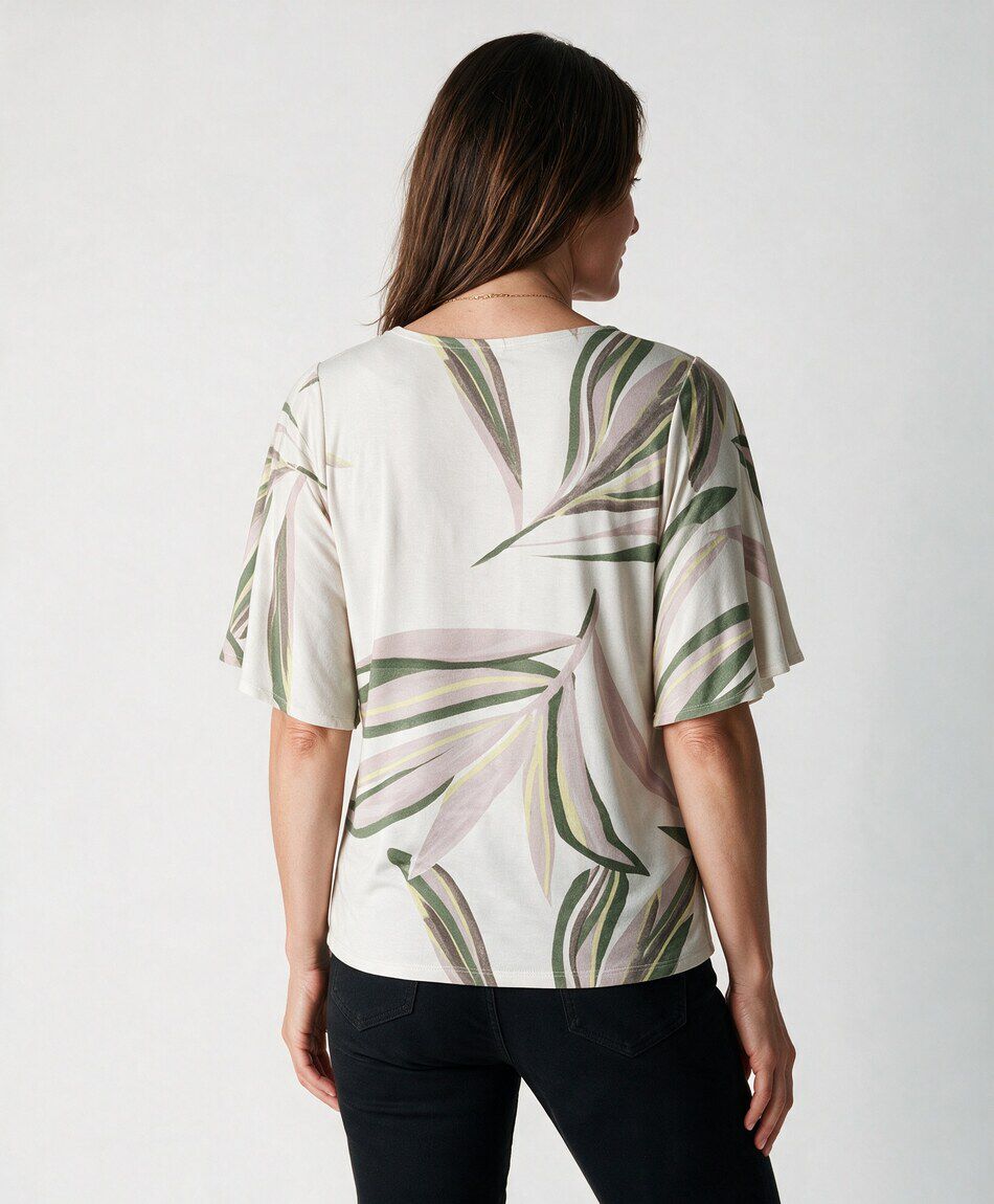 Remera mujer print hojas
