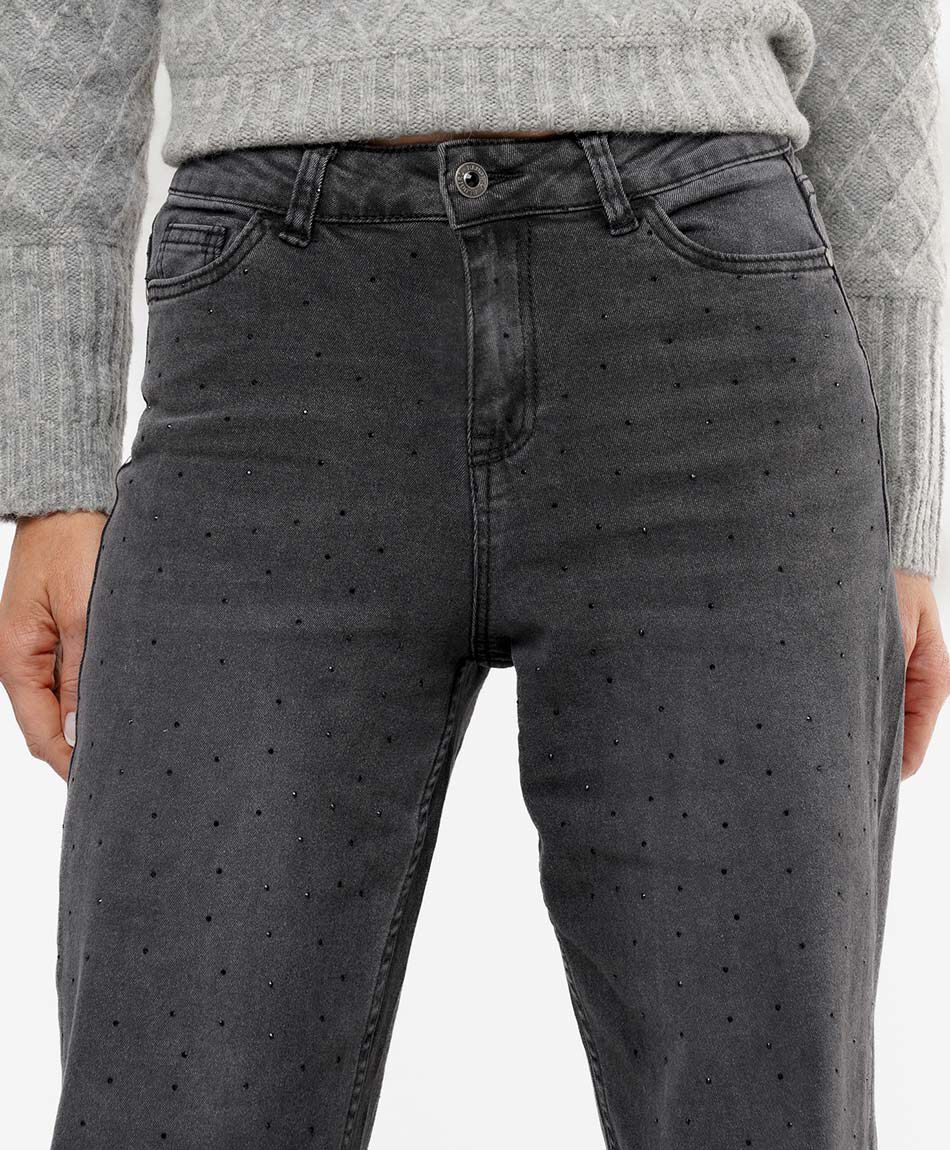 Jeans mujer brillos negros