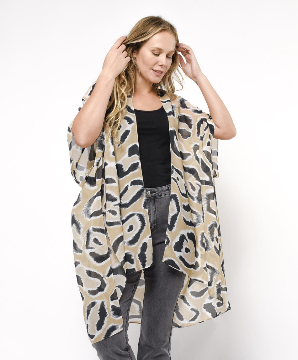 Pareo mujer animal print beige