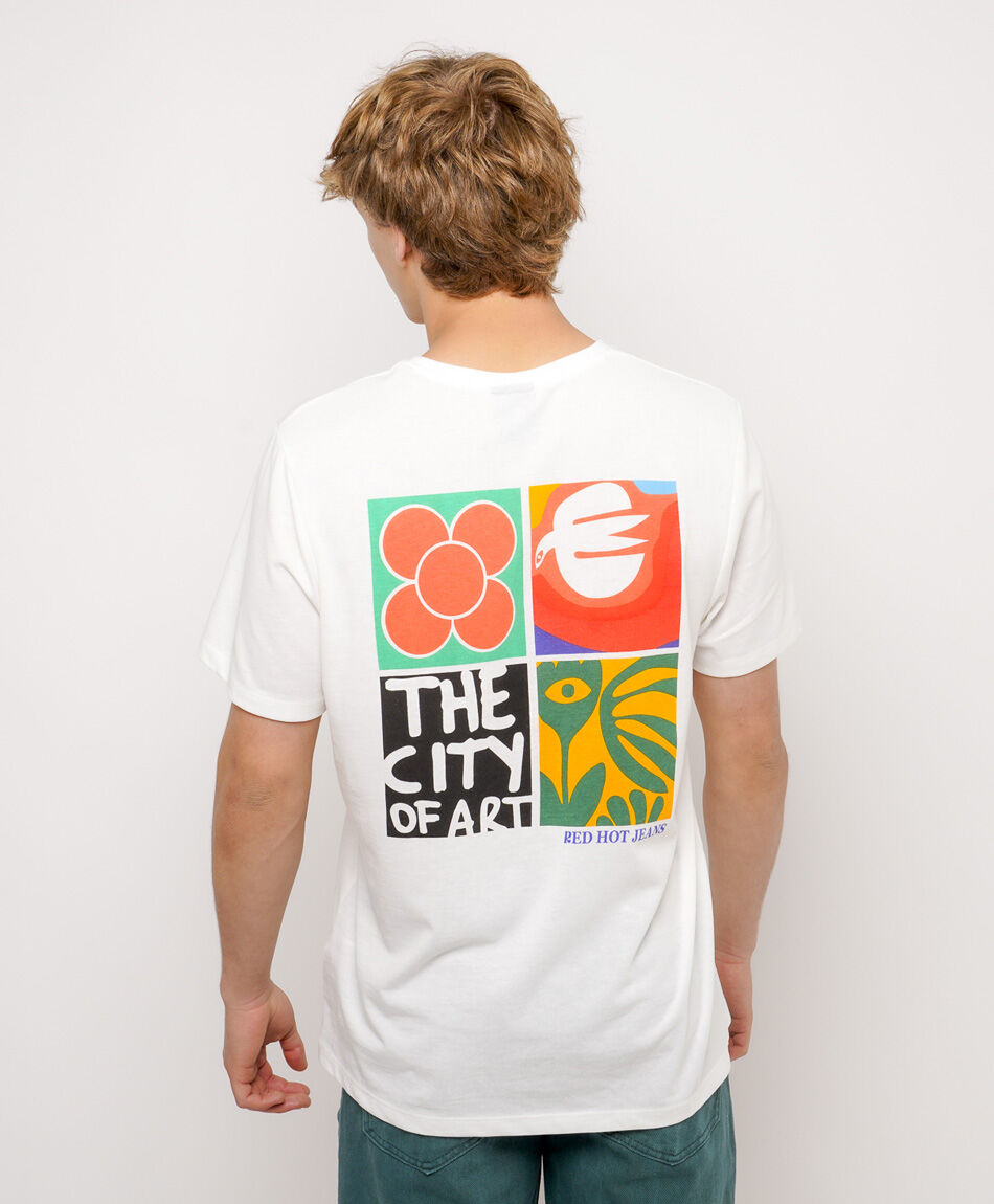 Remera hombre doble estampado barcelona