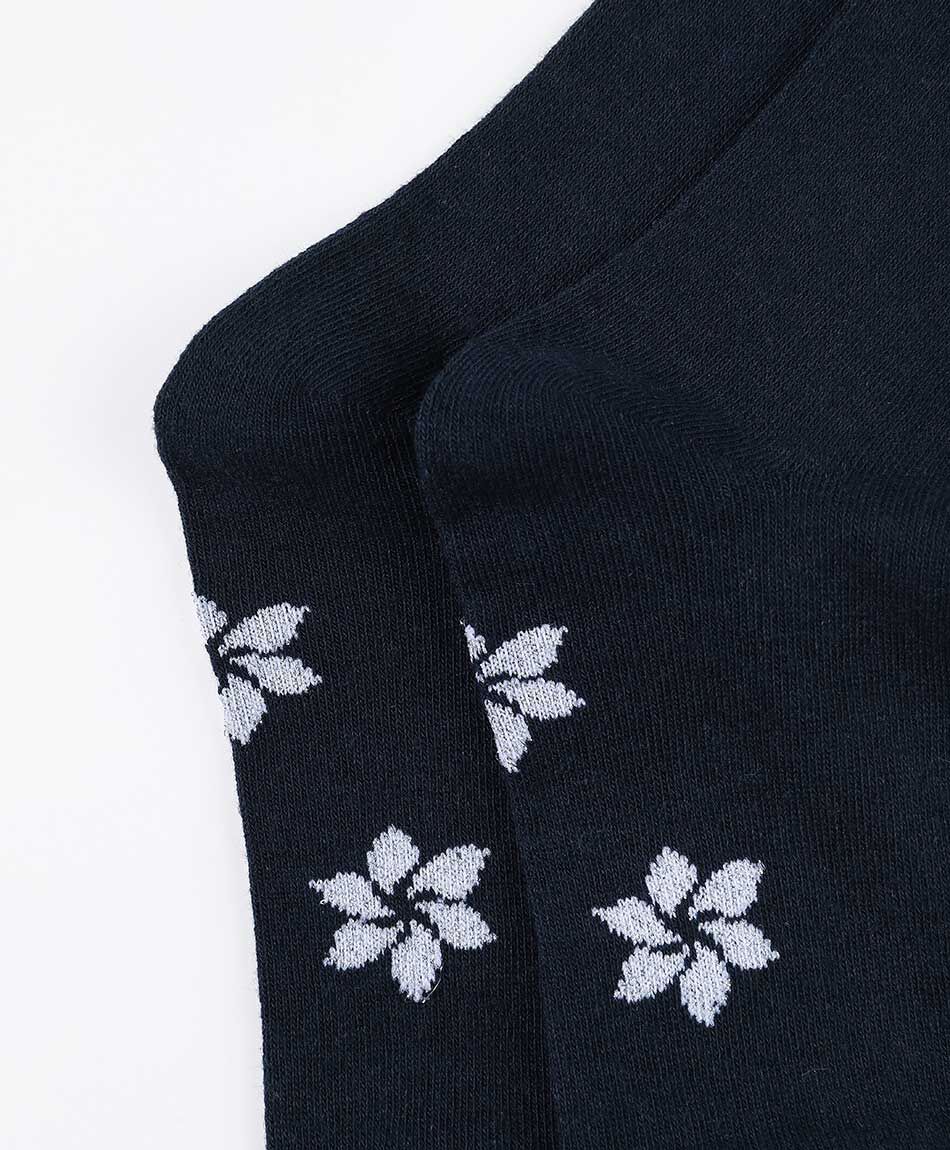 Panty escolar algod&oacute;n navy flor blanca