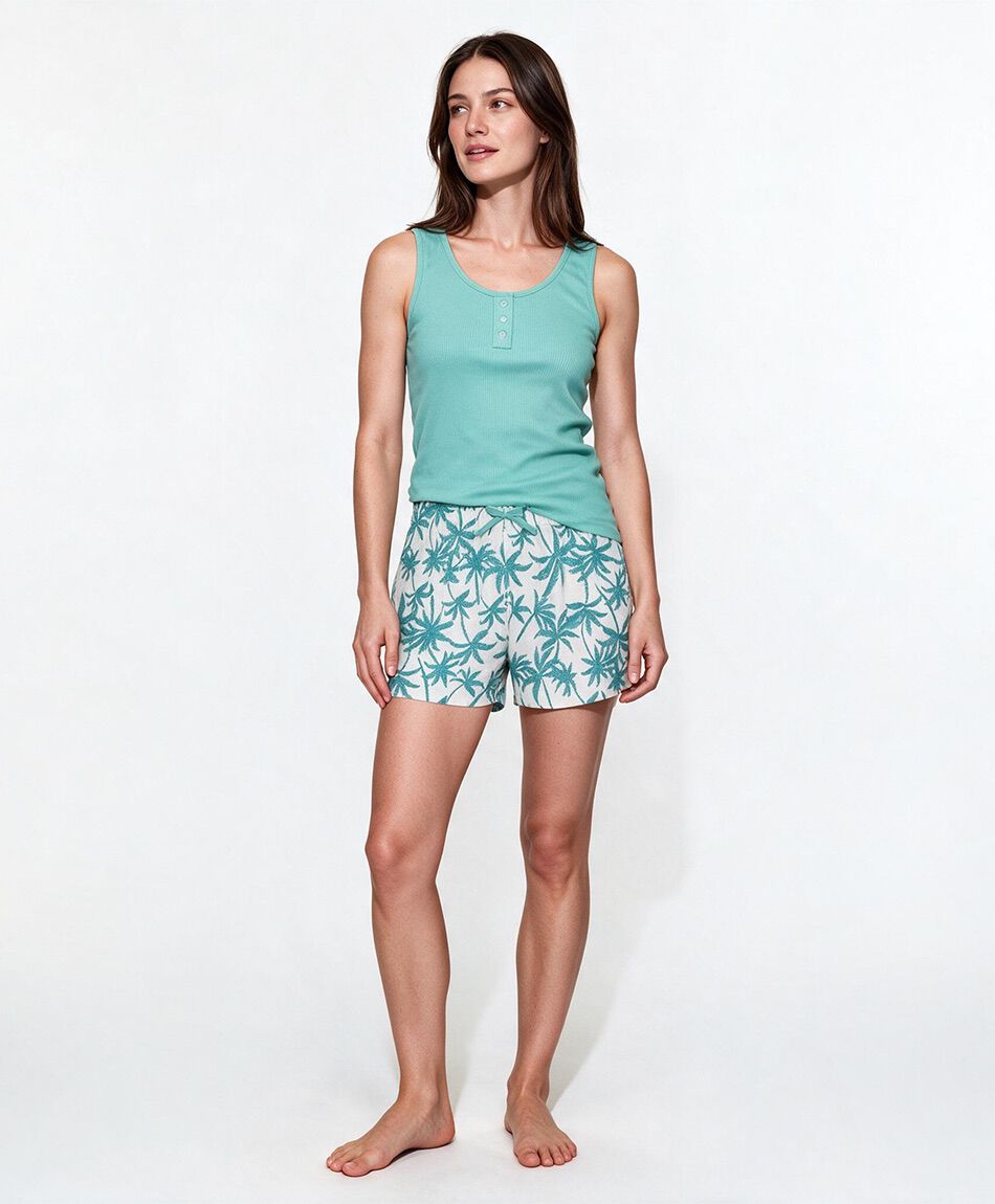 Pijama mujer short palmeras
