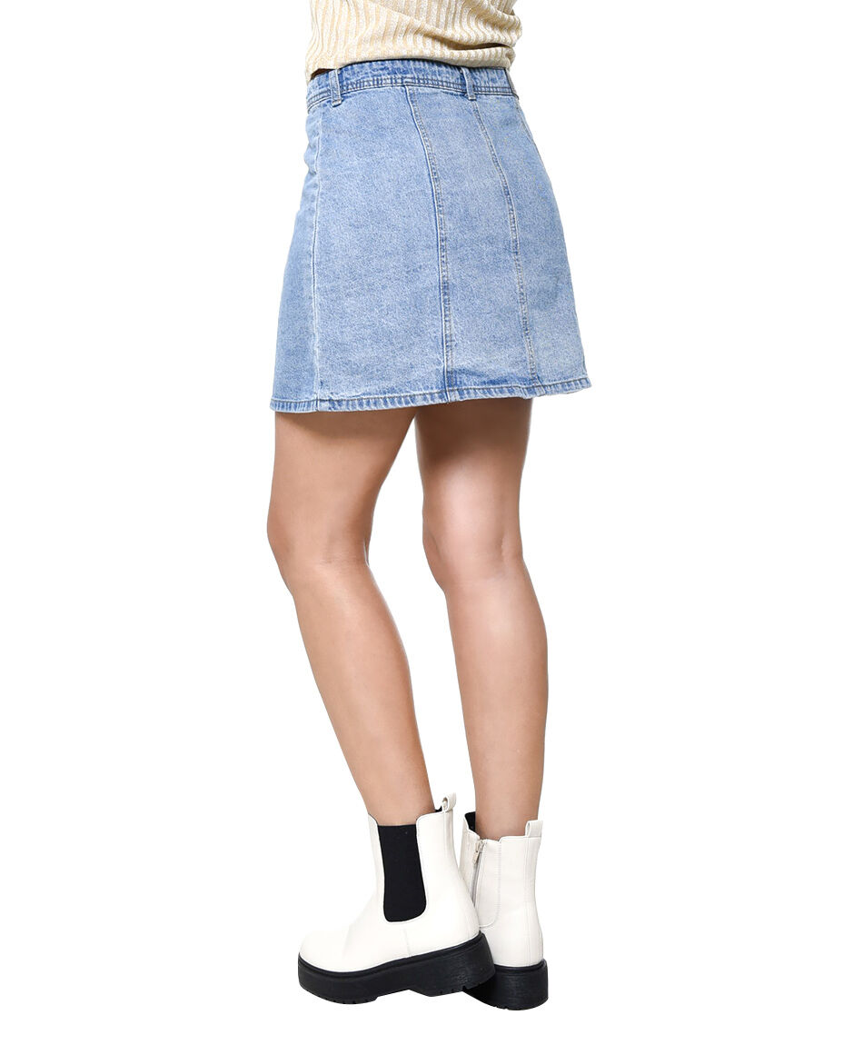 Falda denim abotonada