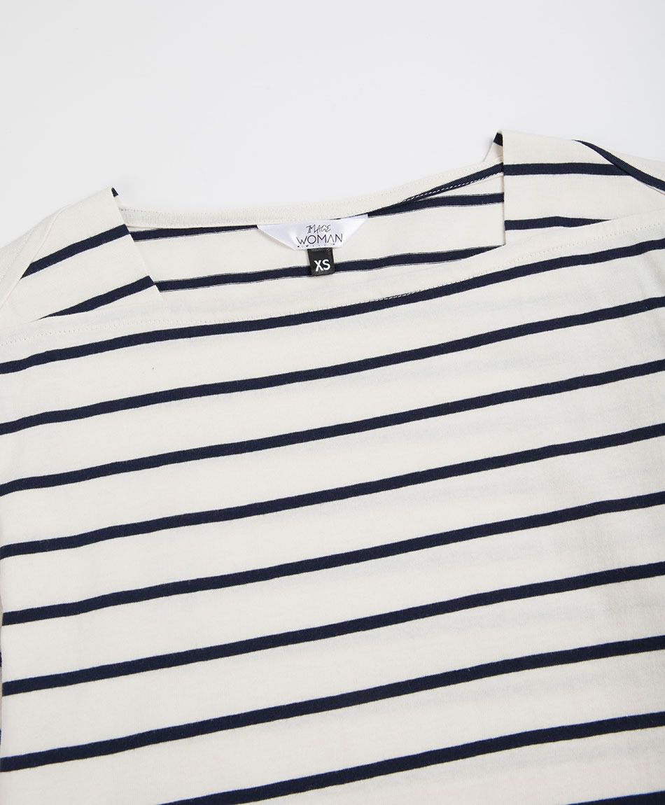 Remera mujer rayas cuello bote