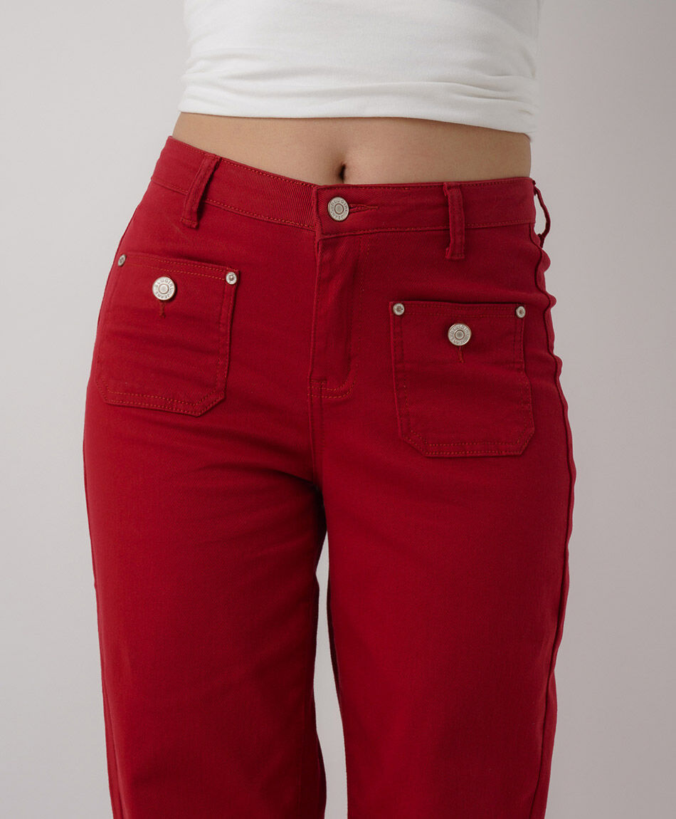 Jeans mujer wide leg rojos