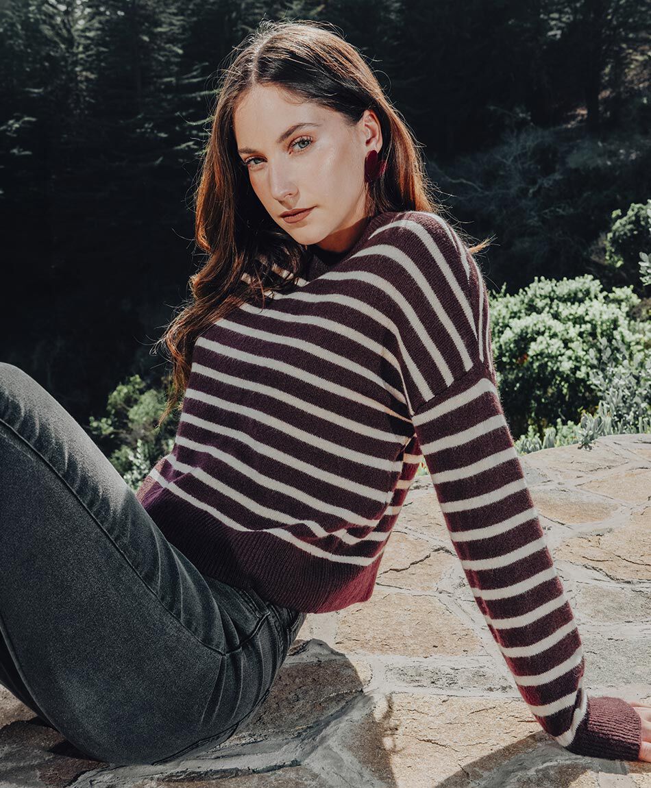 Sweater mujer lineas horizontales white