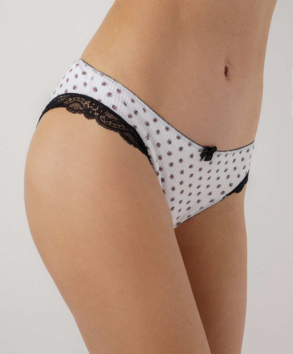 Calz&oacute;n bikini mujer acanalado florcitas