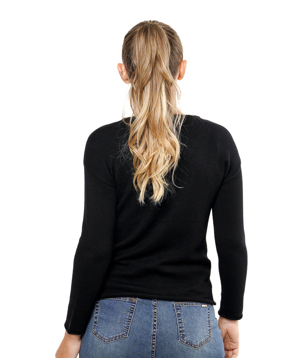 Sweater mujer liso negro