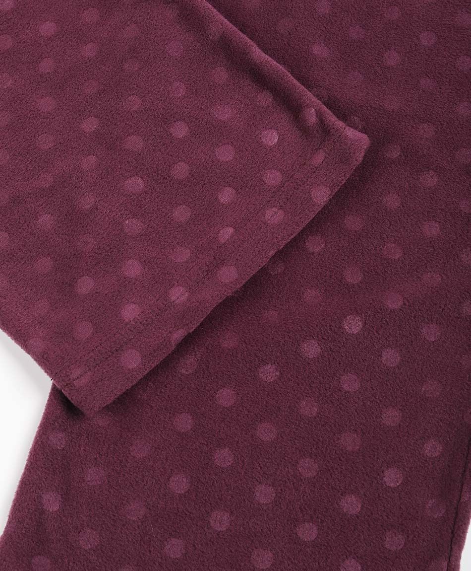 Pijama mujer polar lunares burdeo