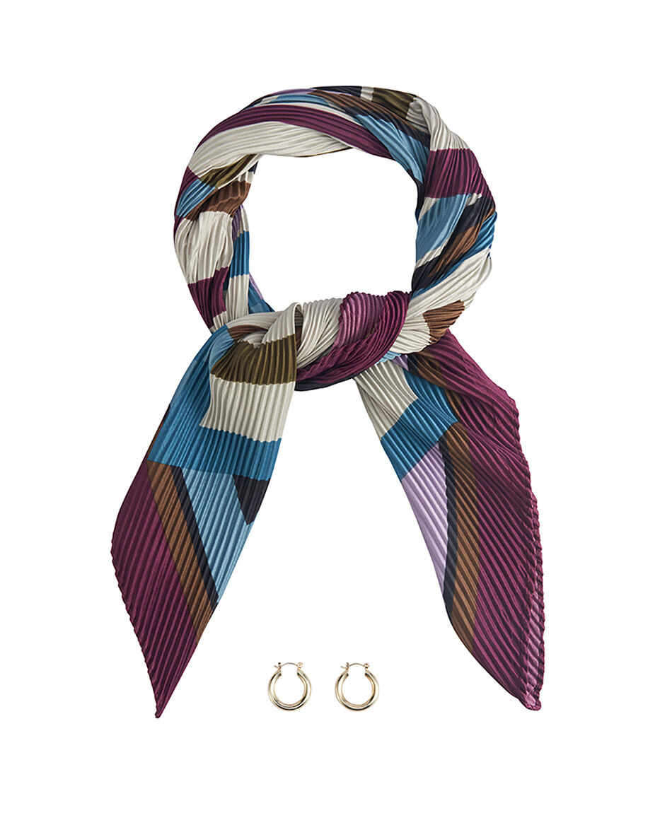 Set pa&ntilde;uelo + aros mujer rombos