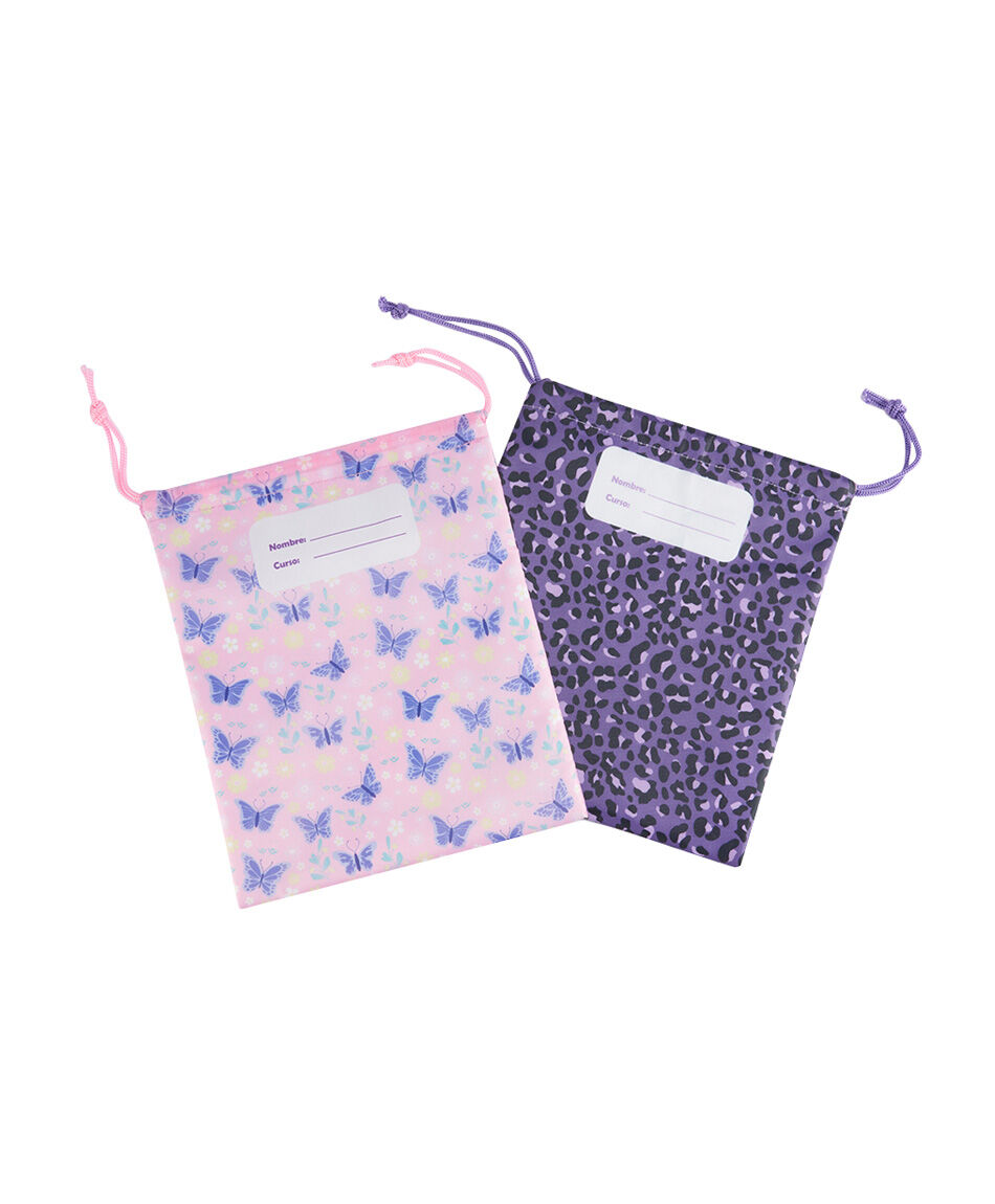 Set 2 bolsas colaci&oacute;n escolar mariposas
