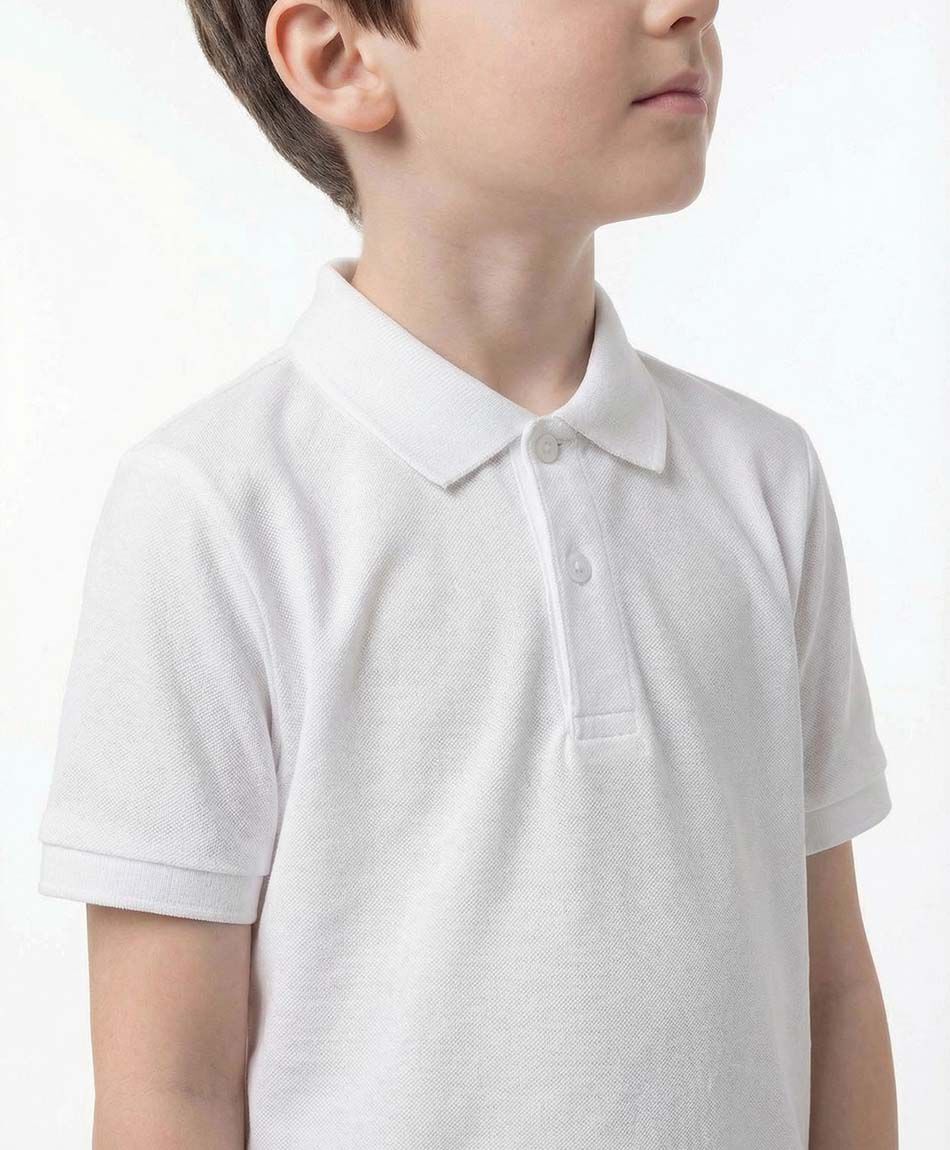 Remera escolar cuello polo blanca