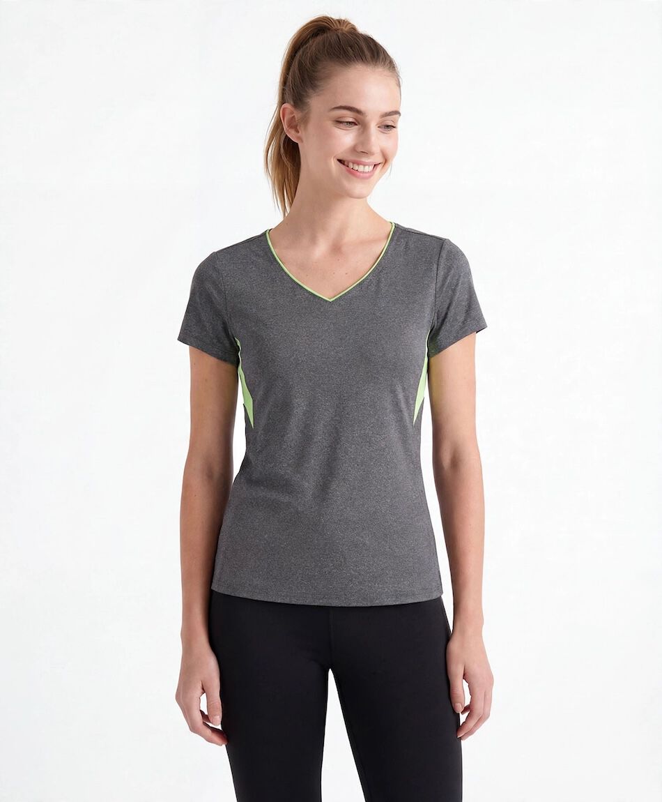 Remera deportiva mujer gris verde