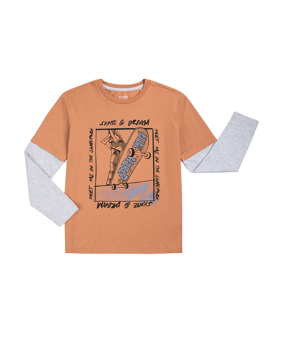 Polera ni&ntilde;o estampado skate