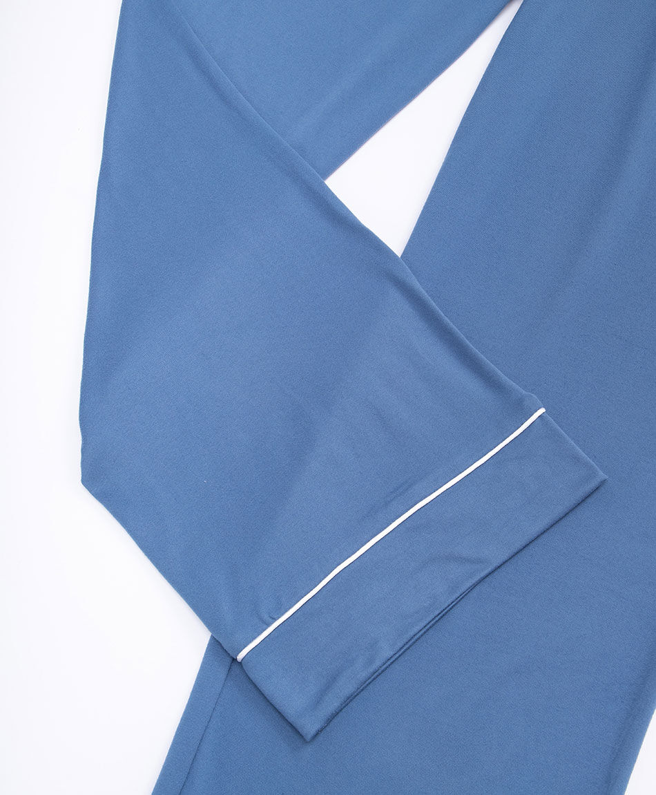 Pijama mujer camisero azul piping