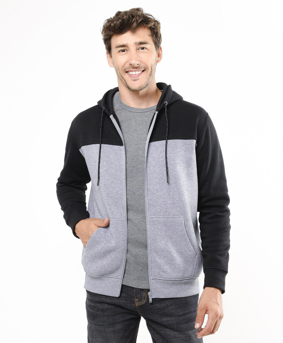 Buzo hombre gris y negro