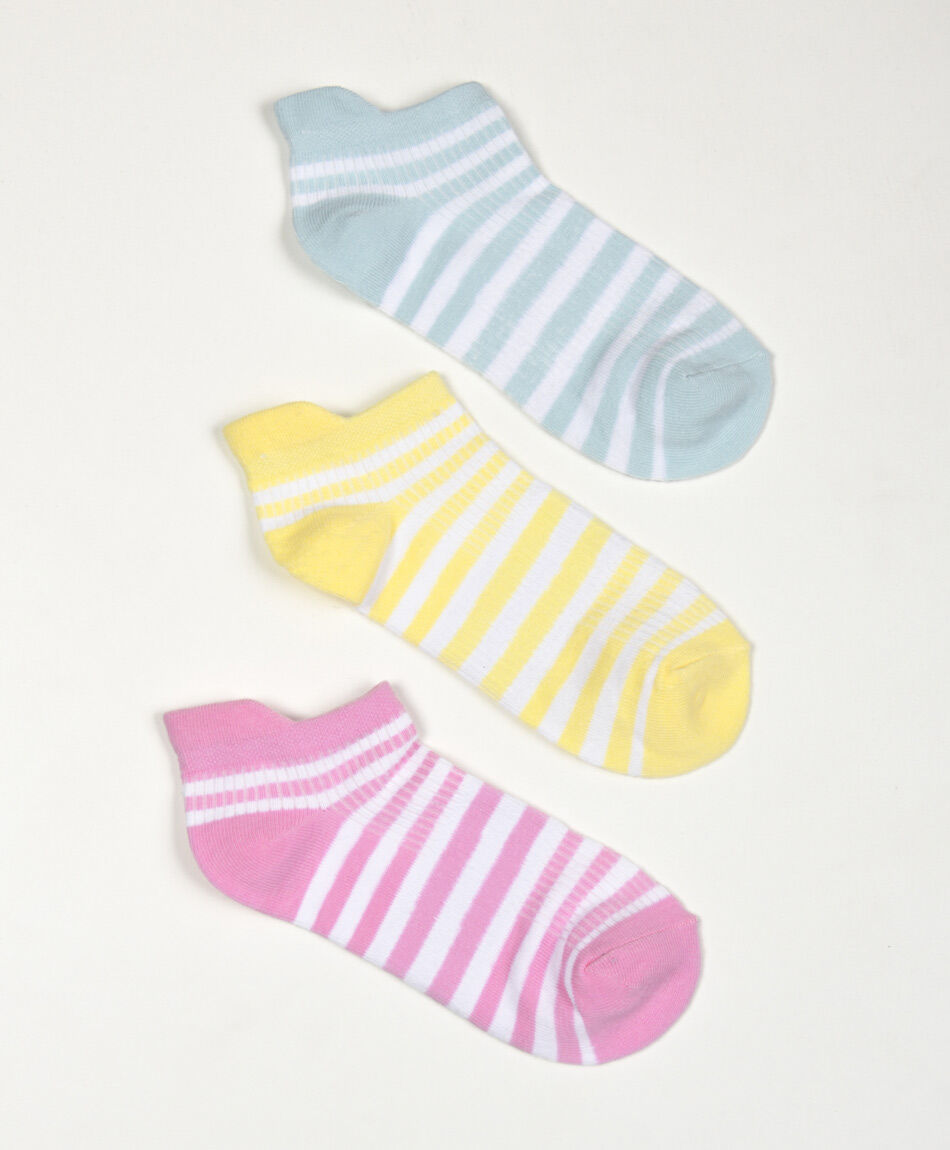 Pack 3 medias mujer cortos dise&ntilde;o rayas