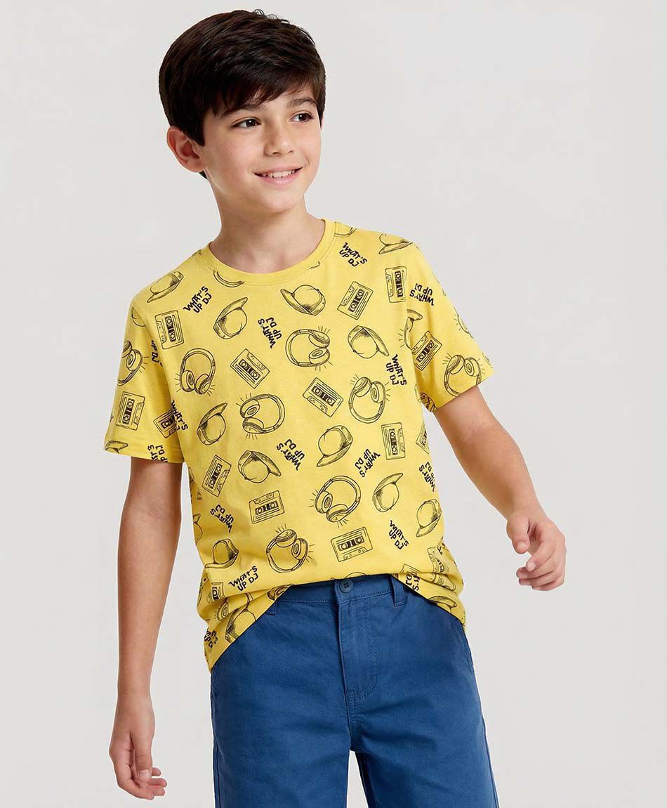 Remera ni&ntilde;o amarillo whats up dj