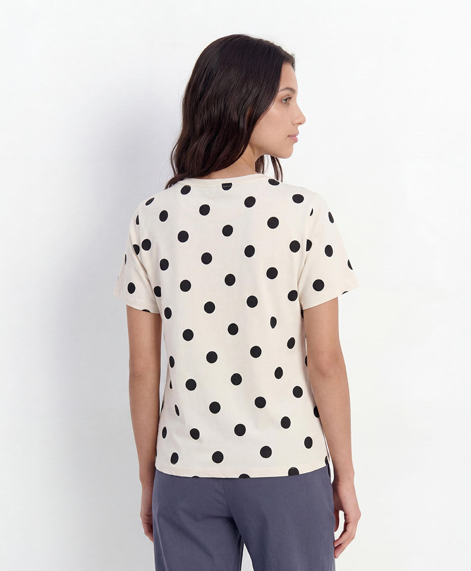 Remera mujer puntos bicolor