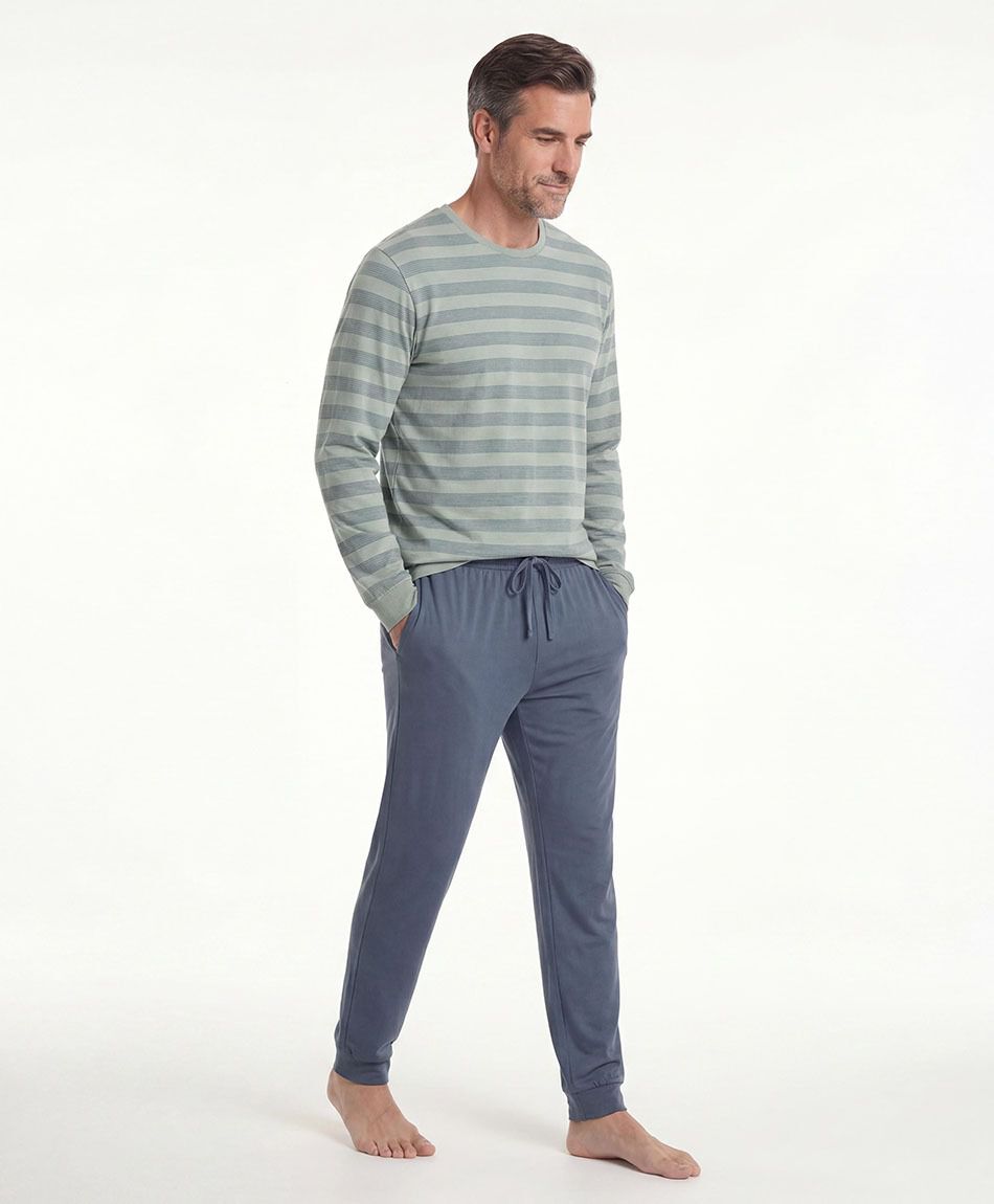 Pijama hombre l&iacute;neas bicolor
