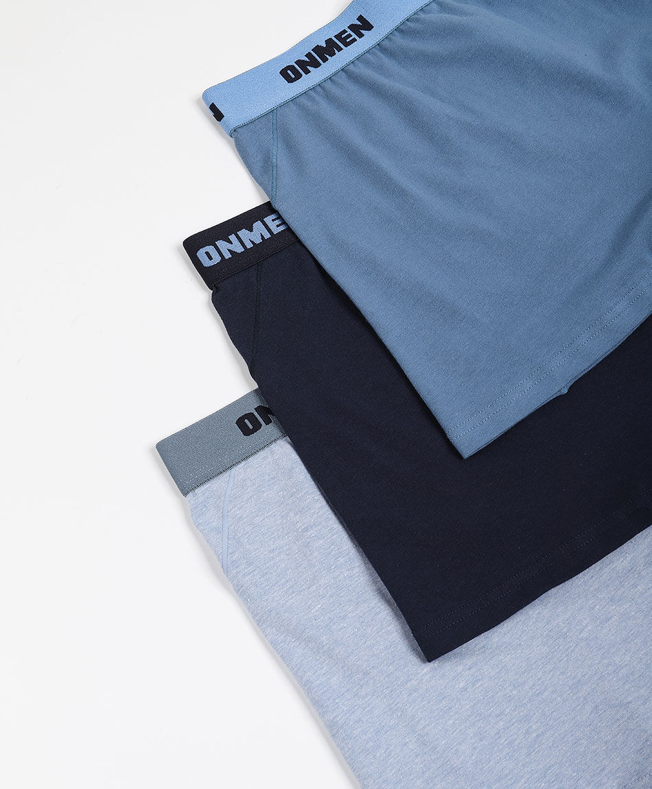 Pack  3 boxer hombre liso azul