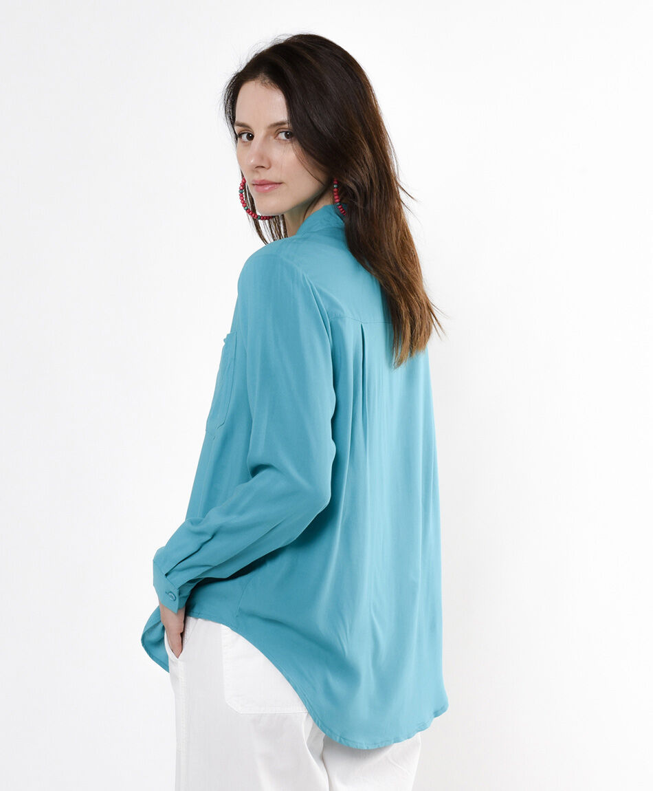 Blusa mujer lisa turquesa