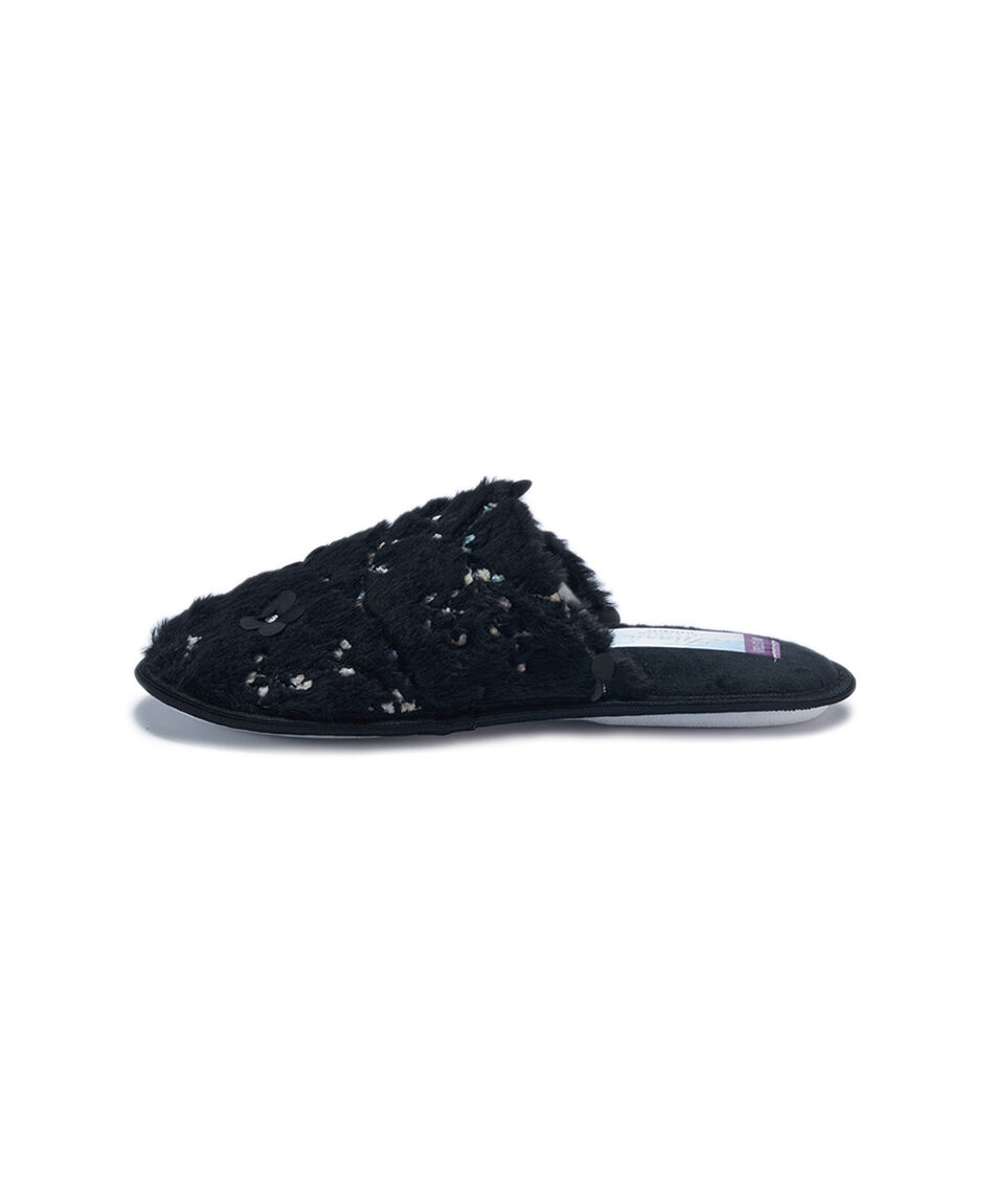 Pantuflas mujer dise&ntilde;o flores black