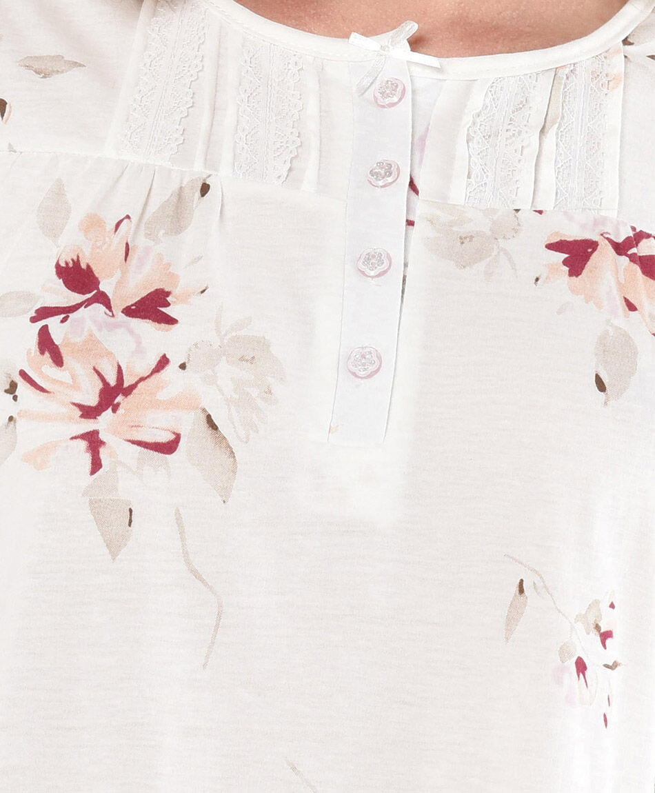 Camison de dormir mujer floreada manga larga