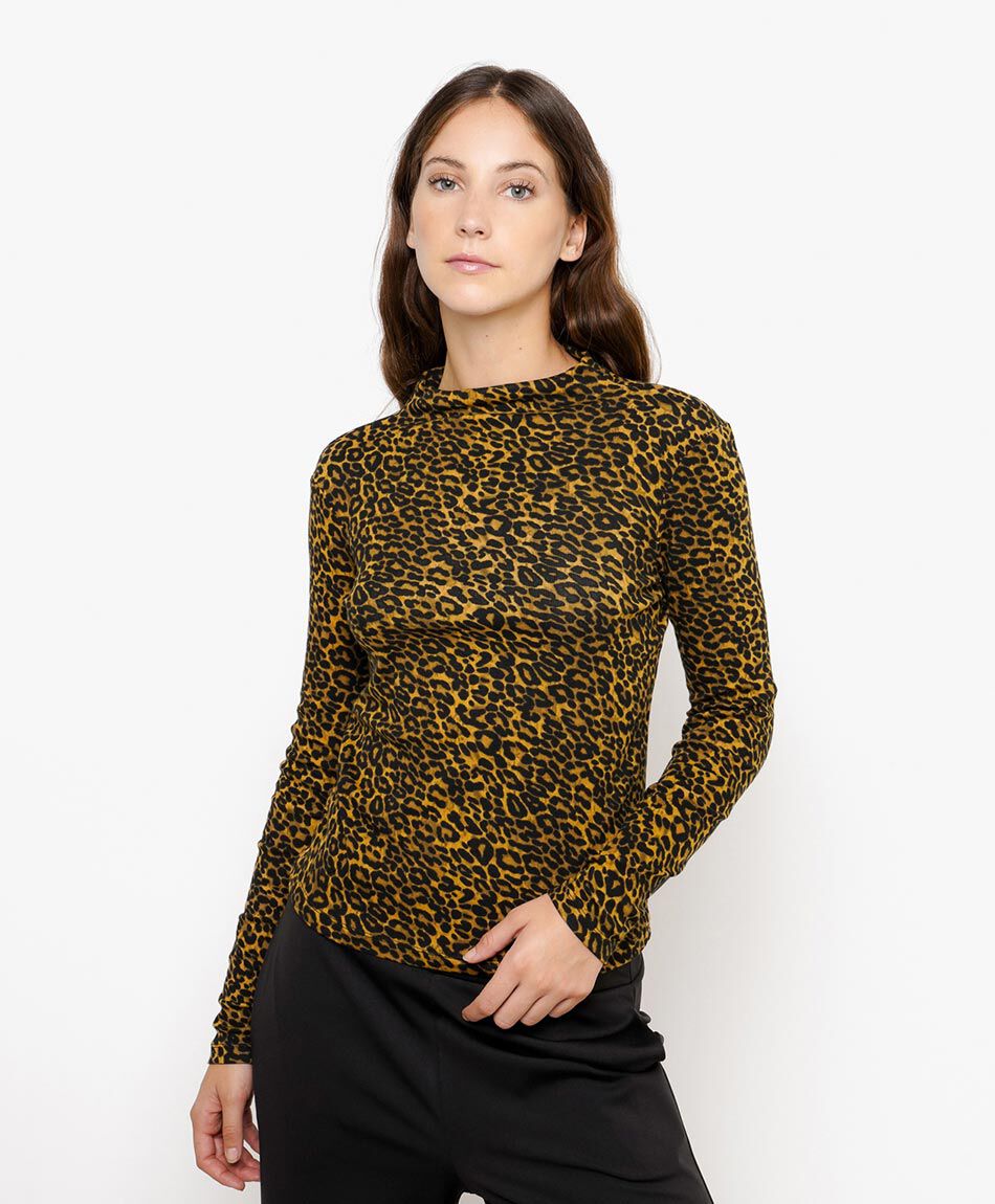Remera mujer animal print fiera brown