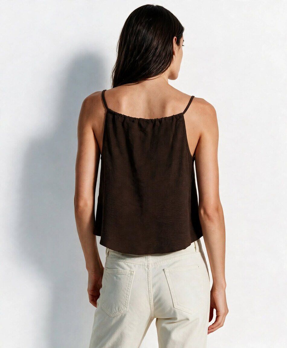 Blusa mujer top pabilo borlas caf&eacute;