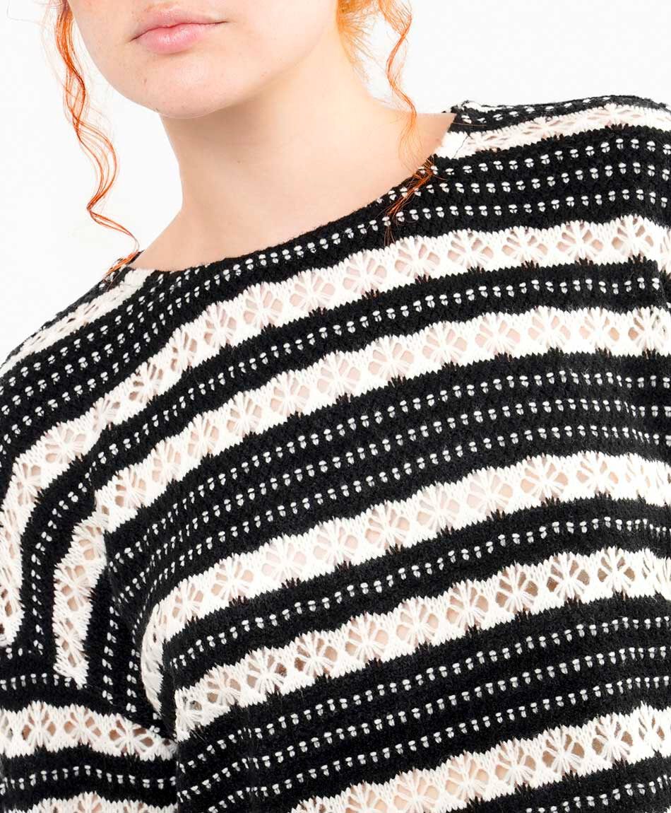 Sweater mujer rayas caladas