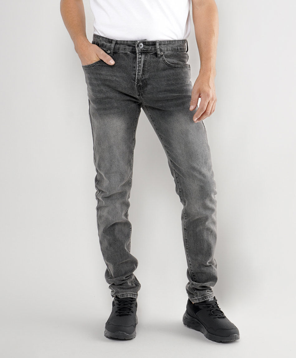 Jeans hombre gris desgastado super skinny fit