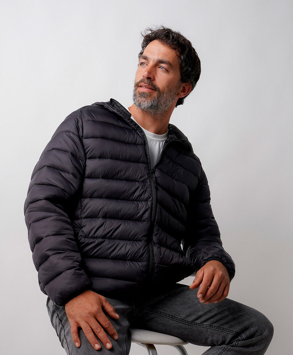 Parka hombre negra gorro
