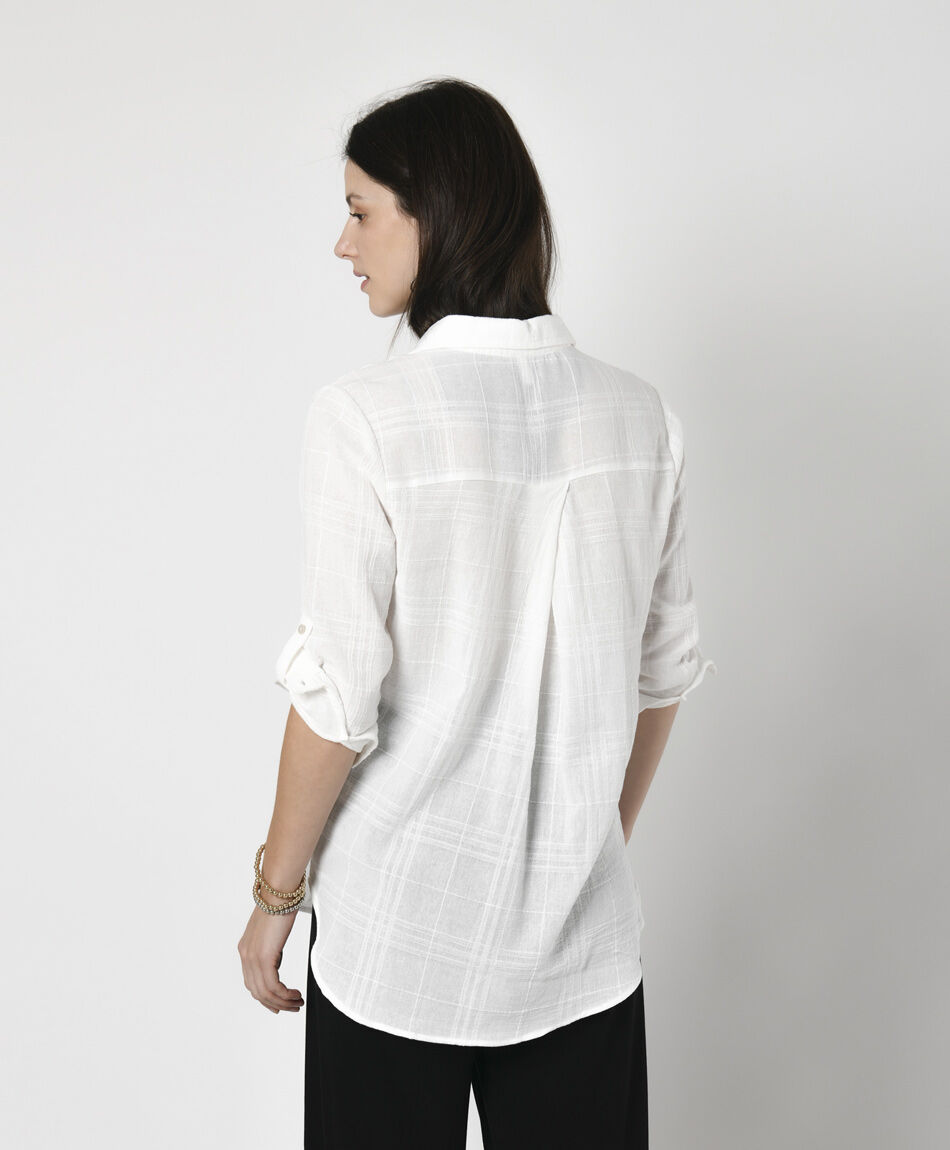 Blusa mujer cuadros encaje