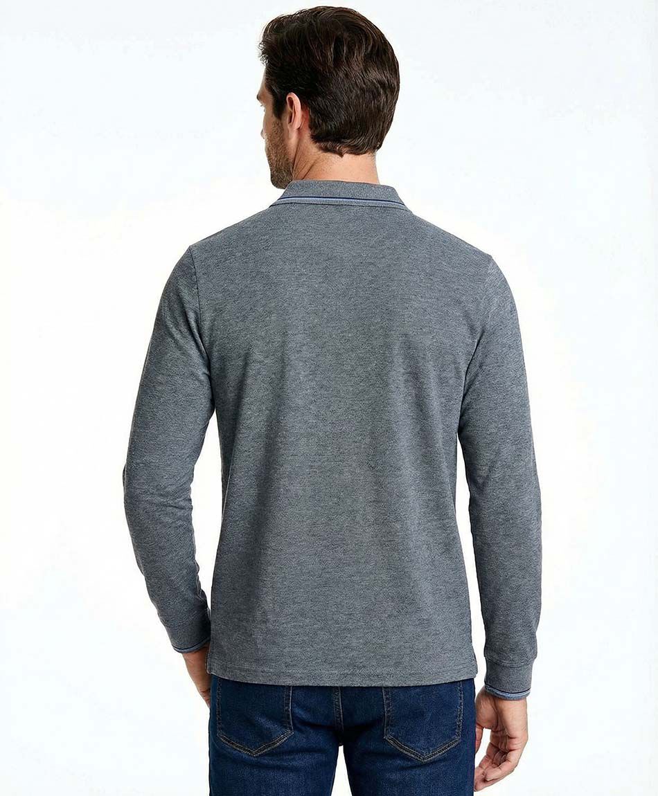 Remera hombre cuello polo gris