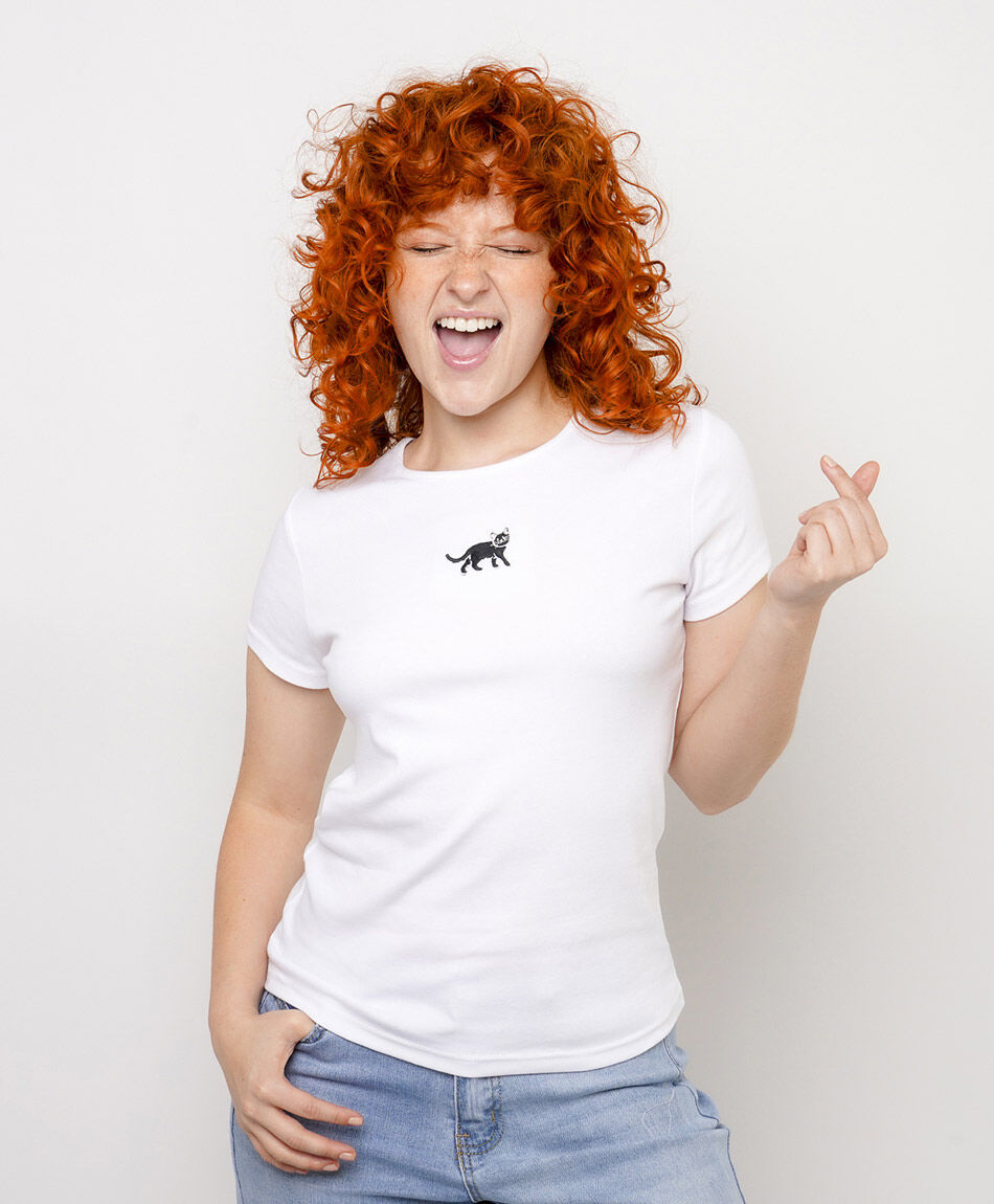 Remera mujer bordado cat