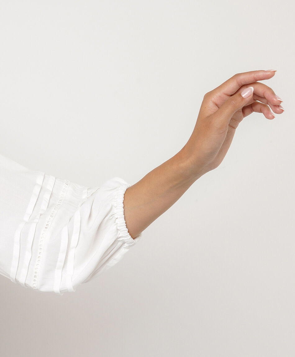 Camisa mujer manga recogida white
